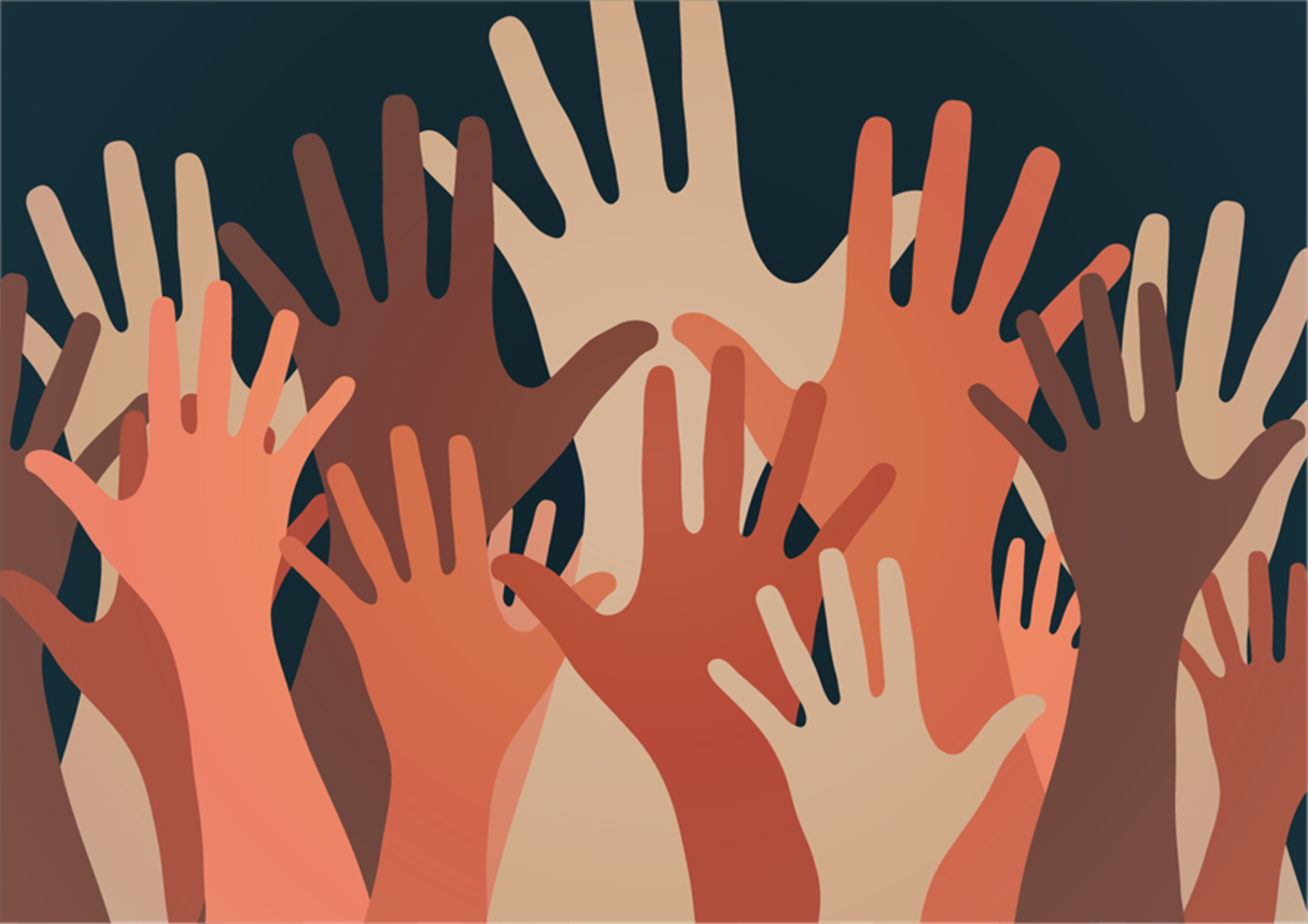 Hands reaching up